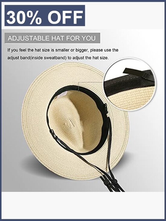Wide Brim Straw Panama Roll Up Fedora Beach Sun Hat UPF50+ main image 7